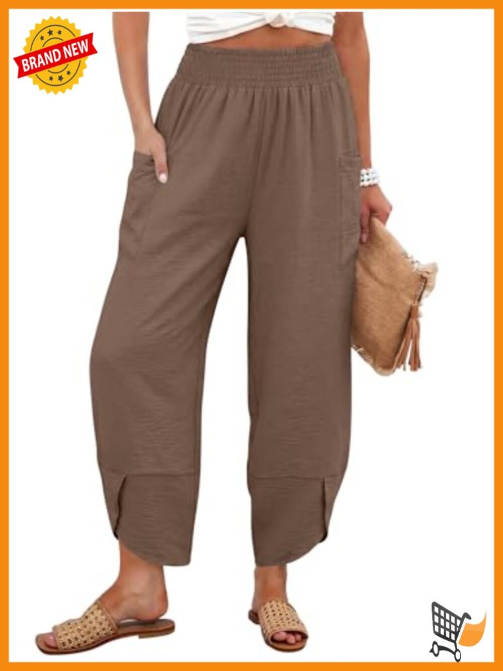 Wide Leg Palazzo Capri Pants Flowy Lounge Trousers with Pockets